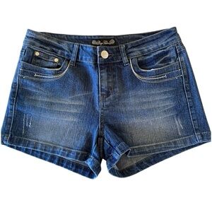 Deja Blew Blue Denim Women's rhinestone accent Shorts 1DD0014